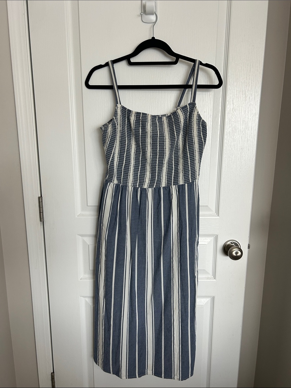 Old Navy Blue and White Striped Midi Dress